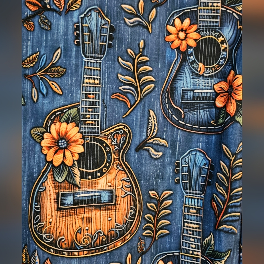 Gauchos Guitars TC2 NIB Faux Denim Floral Jeans Plus Size 24-28 Capri Pants